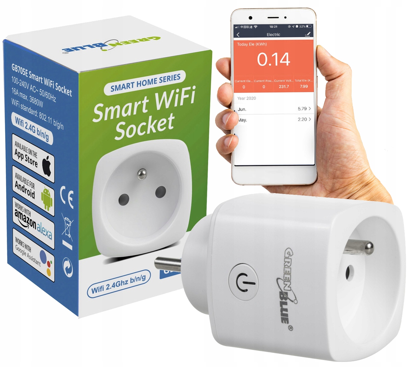 Inteligentná WiFi zásuvka GreenBlue